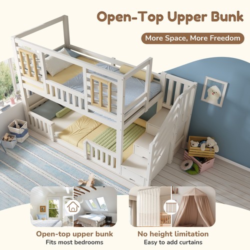 Kids wooden bunk bed - wooden,
