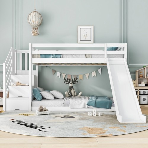 Kids wooden bunk - bunk, white