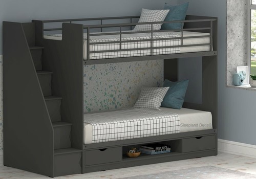 Grey bunk beds with storage - grey,