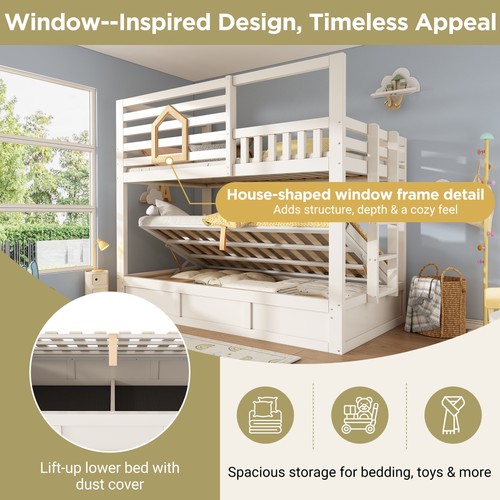 Kids wooden bunk bed house - kids,