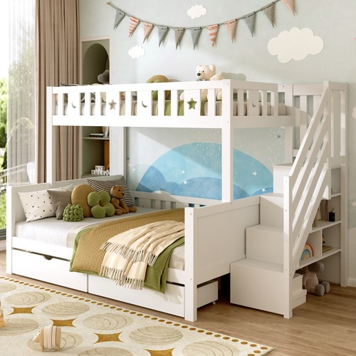 Wood bunk bed - bed, &