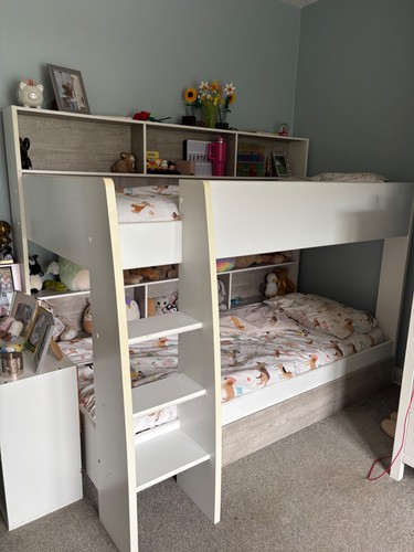 White and grey wooden - , bunk