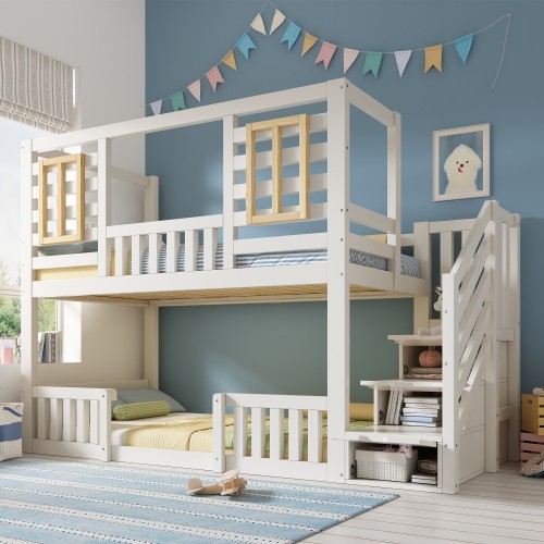 Kids bunk beds single pine - single,