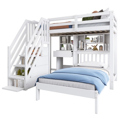 Bunk bed with - bunk, stairs,