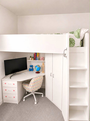 White bunk bed - , built-in