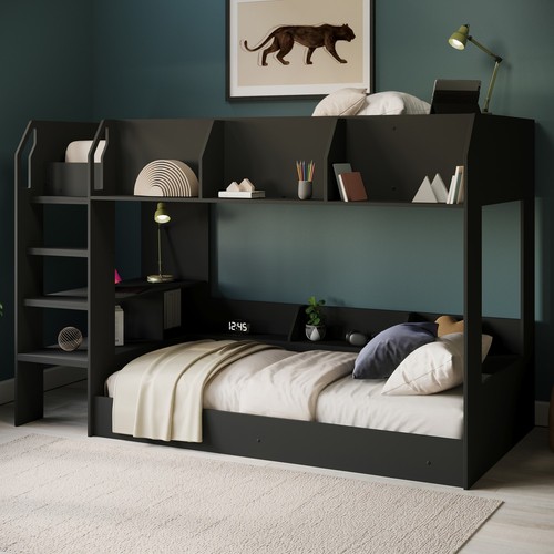 Black bunk bed with - black,