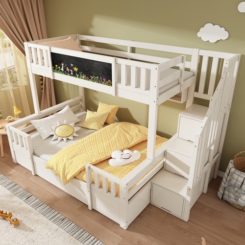 White wooden bunk bed - bed, w/