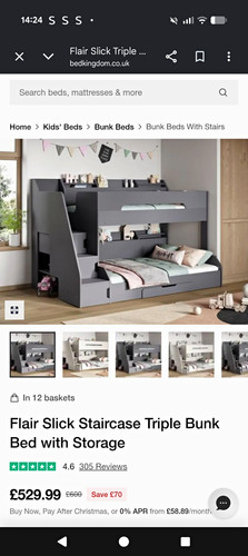 Flair slick triple bunk bed - flair,