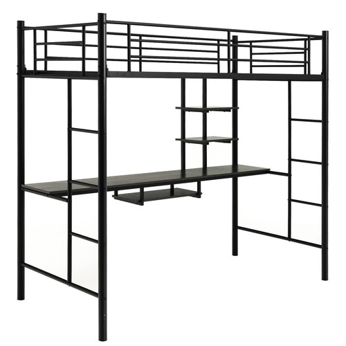 Single metal loft bed frame - single,